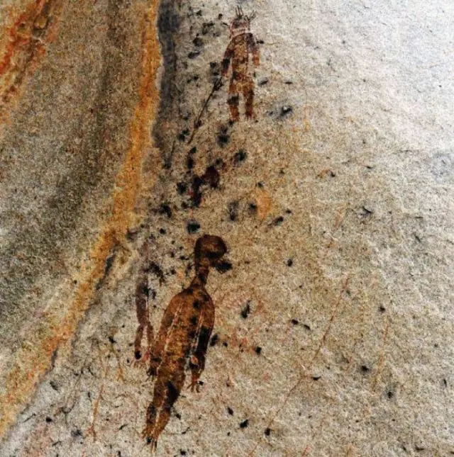 Recently, images of mysterious creatures were found on the walls of one of the Indian caves: