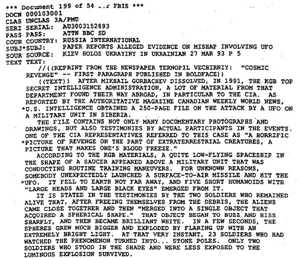 CIA report C00386418 - The famous report on how the soldiers turned to stone by aliens