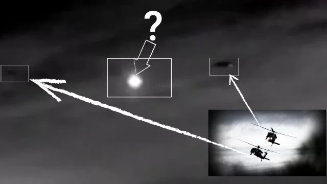 Are two BlackHawk helicopters escorting UFOs?