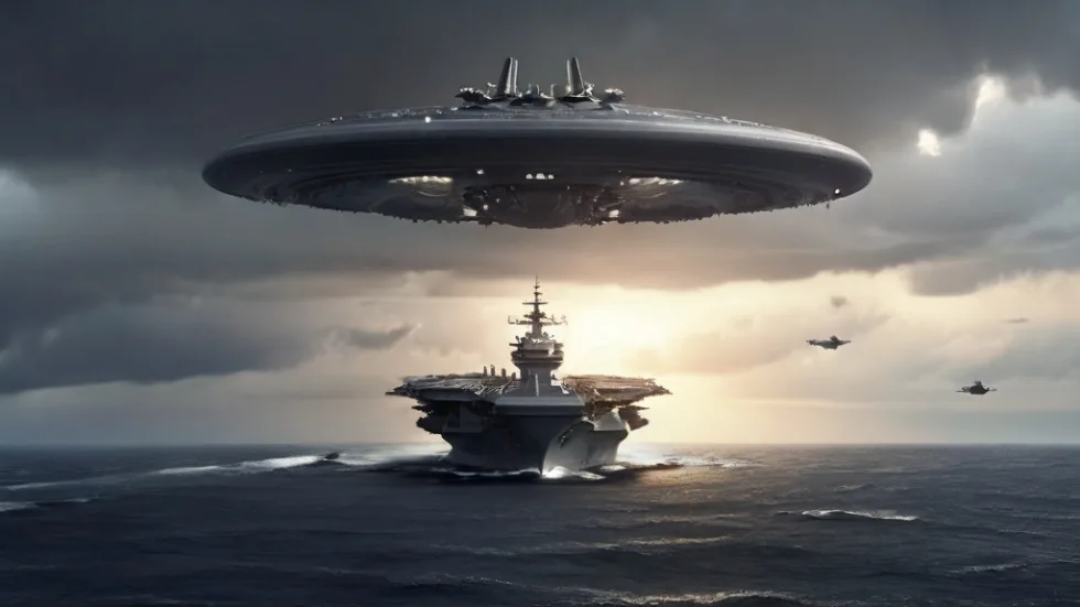 Two large UFOs are chasing an American aircraft carrier in the month of October 2021.