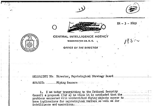 CIA report about Flying Saucers to Psychological Strategy Board