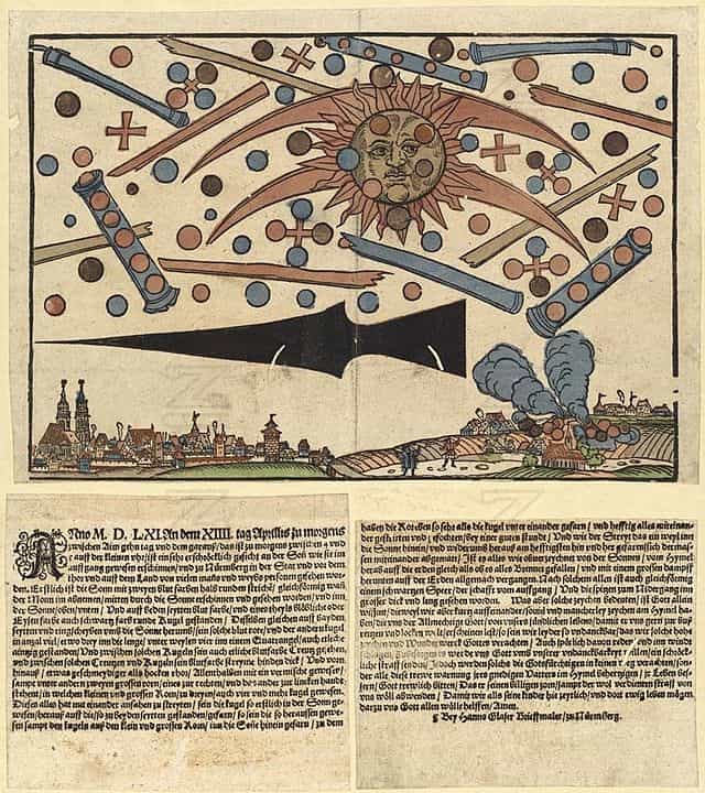 An engraving by Hans Glazer, illustrating the events that took place in Nuremberg, Germany, on April 14, 1561. Photo: Wikimedia Commons