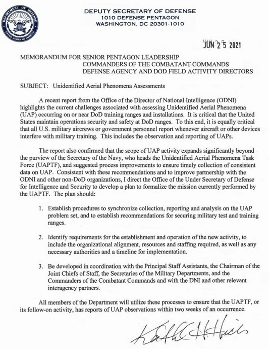 Memorandum on UFO Tracking/UAP