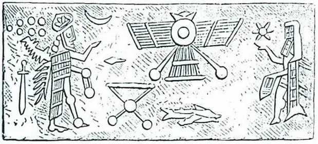 There are a lot of strange objects and creatures on the prints from the Sumerian seals. Aliens and their technology?