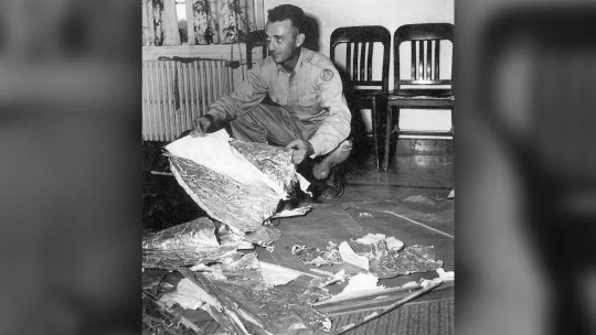 Major Jesse Marcel, senior intelligence officer at Roswell air force field, examined and recovered debris from the ROSWELL UFO crash site in 1947.(Image: © Universal History Archive/ Universal Images Group via Getty Images)